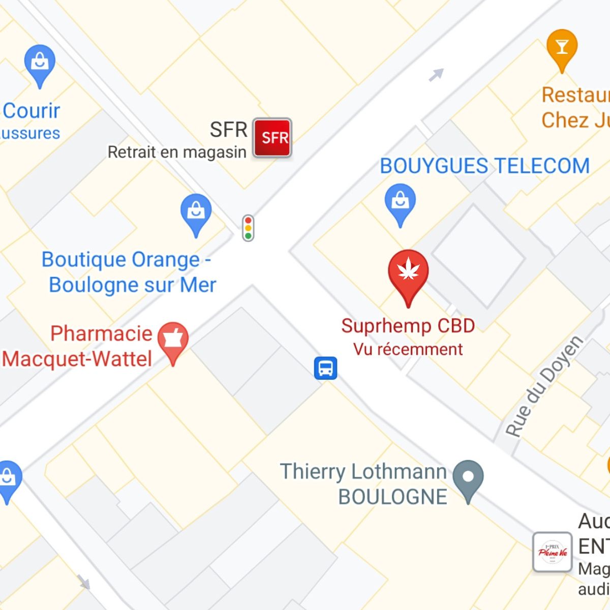 Emplacement de la boutique physique suprhemp, au 5 rue nationale a Boulogne sur Mer