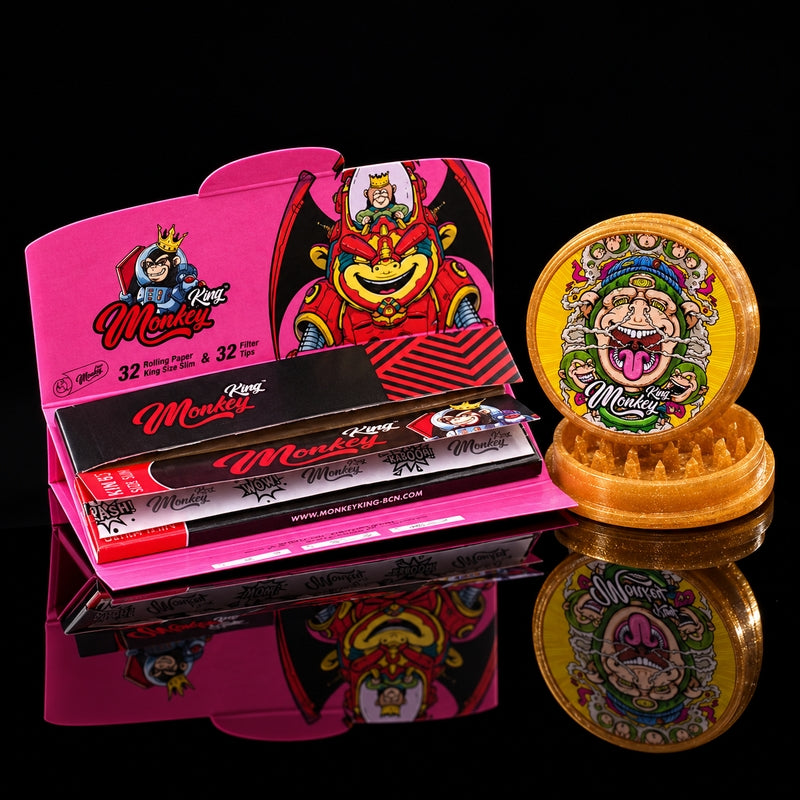 Feuilles Slim + Tips + Grinder Monkey King Psychodelic